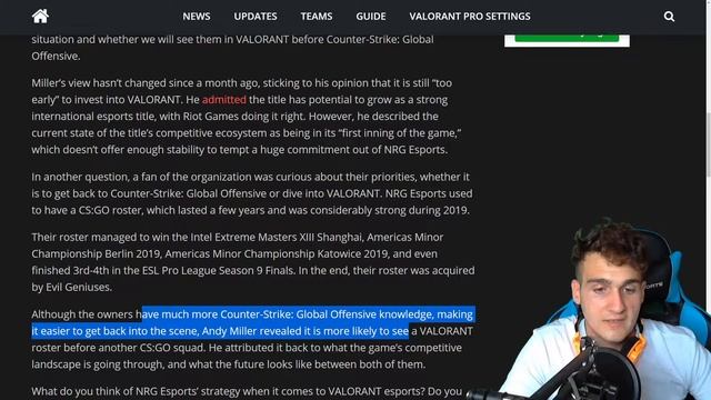 Too Early For Valorant eSports - NRG CEO Team - Valorant eSports TIMELINE  Plans