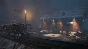 Звуки ночной вьюги на железнодорожном вокзале. Вой ветра и звуки метели успокаивают.