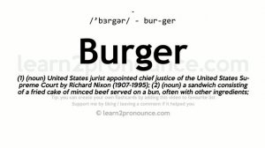 Pronunciation of Burger | Definition of Burger