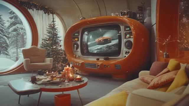 26min of Retro-Future Christmas JAZZ ~ 10 Tracks - Randomized 1960s Sci-Fi AI Video Clips