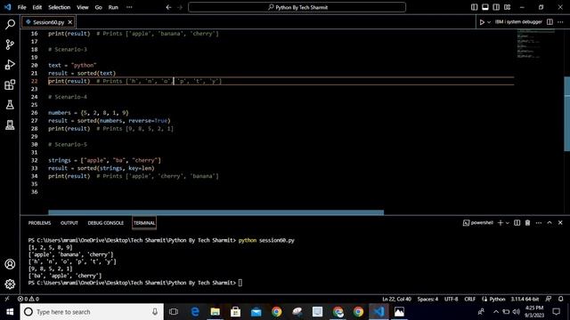 sorted() function in Python | methods in python | function in python | python for beginners | pytho