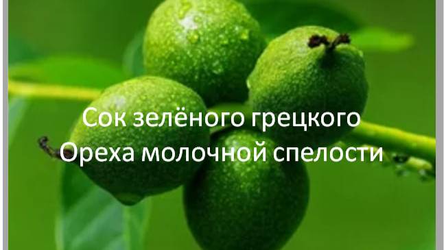 Сок зелёного грецкого ореха. 3 мин