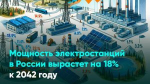 Мощность электростанций в России вырастет на 18% к 2042 году