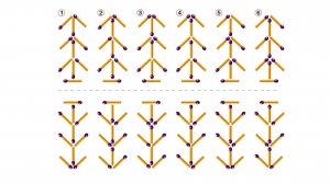 Найди отражения ёлочек из спичек, проставь снизу цифры.  Головоломка со спичками 🧐 Эпизод 75