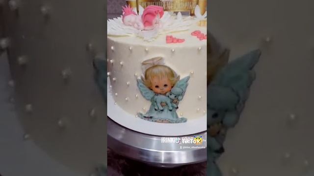Вариант декора торта на крестины девочке!😇