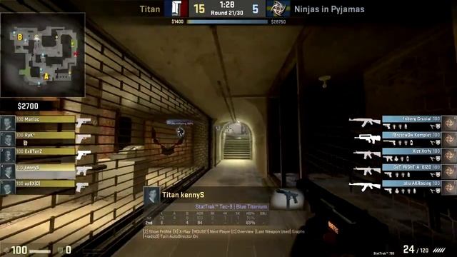 CSGO: POV Titan kennyS vs NiP (27/13) mirage @ FACEIT 2015 смотреть онлайн