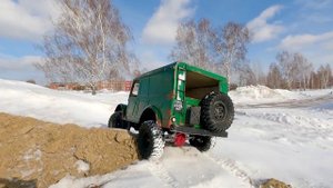 Легенда ГАЗ-69 RC Поставили на ход - Первый выезд- проверяем проходимость по снежному бездорожью