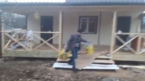 Строительство веранды в Грибном. Открытая веранда к дачному дому. Часть 1.