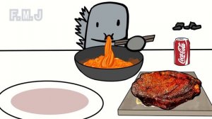 Godzilla Mukbang -Animation Beef & Noodle Mukbang #02