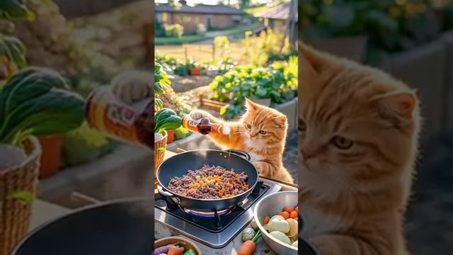 котик готовит