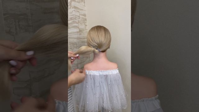 Элегантный пучок ️❤️ #hairart #прическинадлинныеволосы #hair #braids #прическа #barbie #свадьба