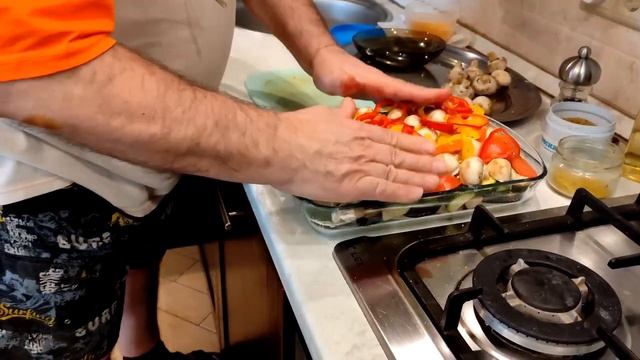 Овощная лазанья с грибами и сыром(без теста)