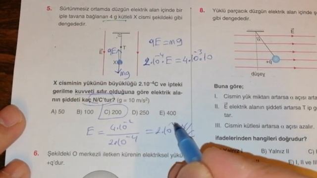 ELEKTRİKSEL ALAN-2HIZ VE RENK AYT FİZİK SORU BANKASI TURUNCU HIZ TESTİ - 2