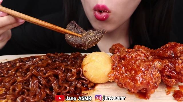 ASMR BLACK BEAN NOODLES, FRIED CHICKEN, CHEESE BALLS 양념 치킨 닭다리, 짜장 라면, 치즈볼 먹방 EATING SOUNDS