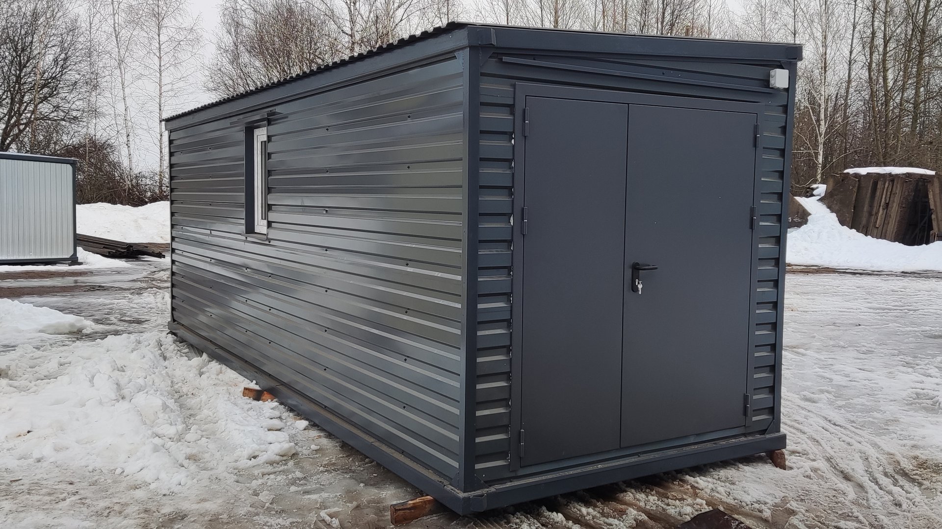 Дачный домик бытовка для жилья блок контейнер вагончик металлический хоз блок 2.4х7х2.4м графит смотреть онлайн
