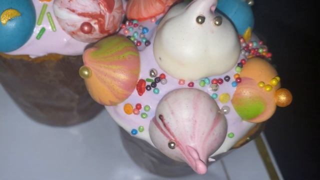 Пасхальный Кулич с куркумой/творожным сыром и черничной меренгой🇺🇸Easter cake with turmeric/curd