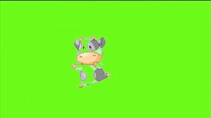 Футаж на хромакее  корова по имени му танцует на сочном лугу