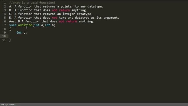 C Programming multiple choice question on void function