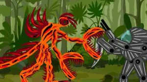 битва с монстром и роботом