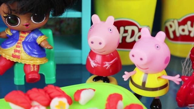 Малышка Маша Свинка Пеппа Супер крылья Роллы Суши Лепим учим  MIX