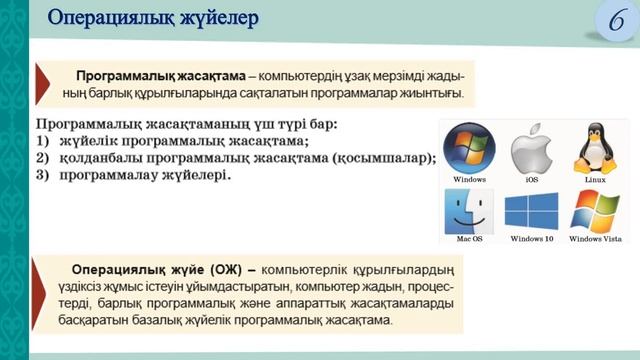 Операциялық жүйелер. Информатика 6 сынып