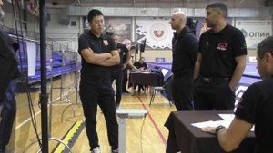 Взвешивание борцов до 74 и 92 кг.