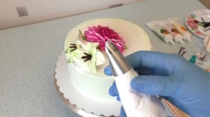 Торт с Георгинами и Лилиями(крем БЗК). /Cake with dahlias and lilies(protein custard).