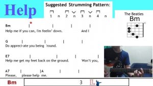 HELP! - The Beatles - Guitar Chords & Lyrics  @TeacherBob 