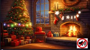 Новогодний фон Огни на ёлке, камин, новый год заставка (без звука)