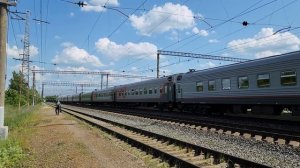 прибытие на станцию Торбеево, ЭП2К-370 с поездом №105 Оренбург - Санкт-Петербург и звезда экрана