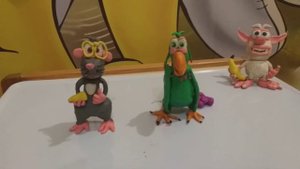 Буба,мышка и попугайчик из пластилина