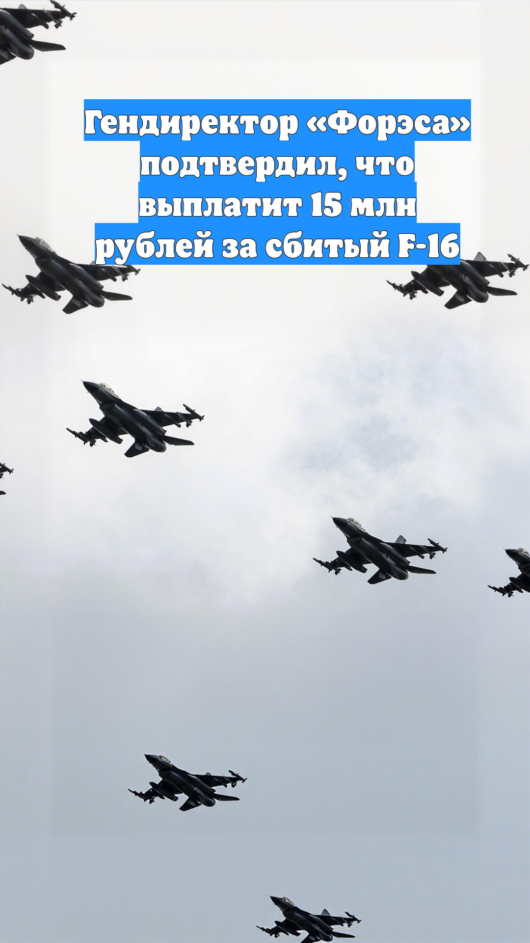 Гендиректор «Форэса» подтвердил, что выплатит 15 млн рублей за сбитый F-16