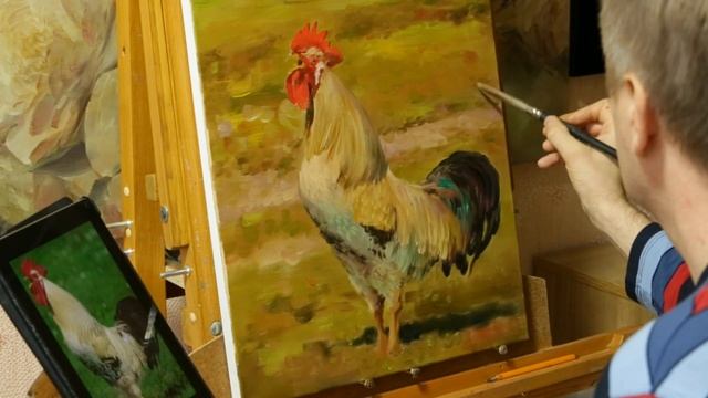 Работа над картиной "Петушок"