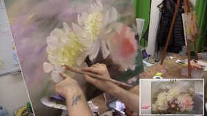 Мастер-класс на двух холстах. Цветы. Живопись маслом.