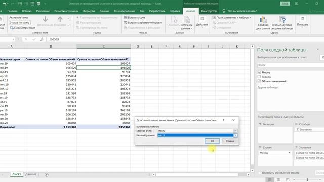 ОТЛИЧИЕ И ПРИВЕДЕННОЕ ОТЛИЧИЕ В ВЫЧИСЛЕНИЯХ СВОДНОЙ ТАБЛИЦЫ В MS EXCEL