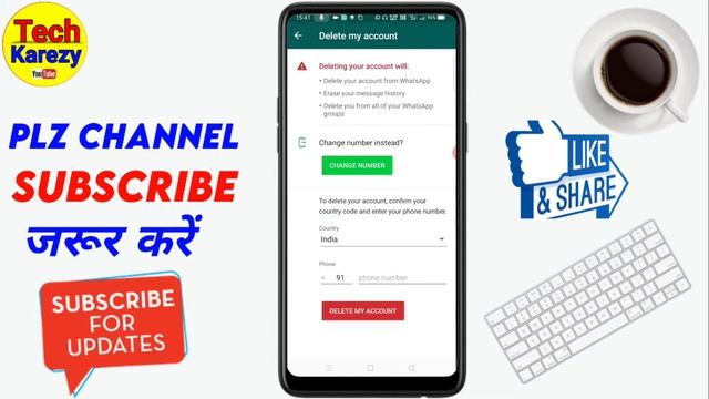 whatsapp account kaise delete karenge 2021 | how to delete whatapp account permanently in hindi