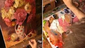 Пионы в вазе. Урок живописи. Part 2