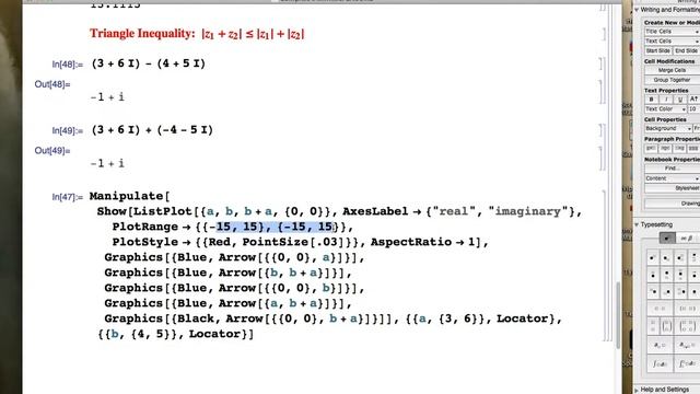 Complex Number Subtraction in terms of Vectors, Manipulate and Locator on Mathematica