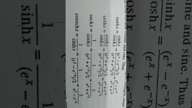 hyperbolic function ke formule very very important examination point se
