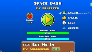 Geometry Dash я прошол уровень "space dash".