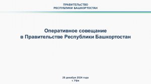 Оперативное совещание в Правительстве Республики Башкортостан: прямая трансляция 28 декабря 2024 г.