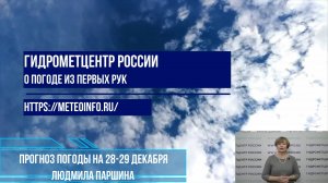 Прогноз Погоды на 28-29 декабря 2024 г.