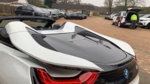 2020/20 BMW I8 ROADSTER IN CRYSTAL WHITE WITH BLACK LEATHER INTERIOR