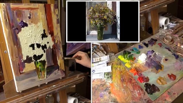 Работа маслом по фактурной акриловой пасте. Process of creating oil painting from Oleg Buiko.