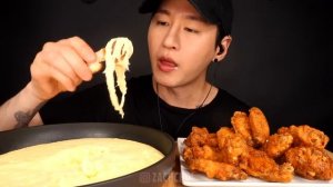 ASMR STRETCHY CHEESE & CHICKEN WINGS MUKBANG (No Talking) COOKING & EATING SOUNDS | Zach Choi ASMR