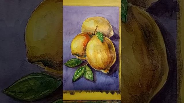 Як малювати акварелями. Лимони. #pugachpainting