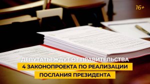 Депутаты ждут от правительства 4 законопроекта по реализации послания президента