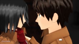 MMD SNK "Kiss Scene" - Eren x Mikasa - Attack On Titan - Eremika animation AOT meme