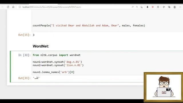 NLP : Tutorials - lesson 9 - NLTK - WordNet - معالجة اللغات الطبيعية
