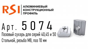 5074 | Стальной пазовый сухарь, паз 10 мм, М8